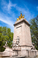 Fototapeta na wymiar New York, NY - USA - April 14, 2023 View of the historic USS Maine National Monument. Designed by Harold Van Buren Mahonigle. Located in the southwest corner of New York City’s Central Park.