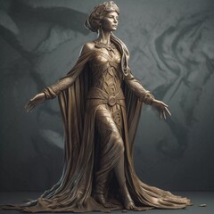 Bronze RPG Godess statue, Generative Ai