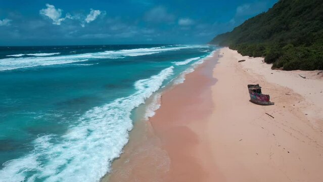 Aerial view of Nunggalan beach in Bali, Indonesia