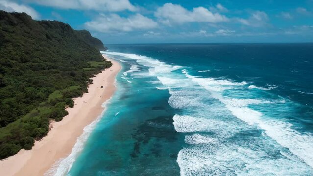 Aerial view of Nunggalan beach in Bali, Indonesia
