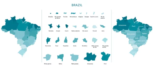Fotobehang Brazil map of provinces, political maps of brazil south america - Vector File © kitti