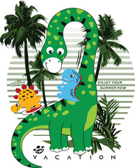 Naklejka premium dinosaurs family, vector animal cartoon illustration design graphic printing