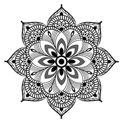Circular pattern in form of mandala for Henna, Mending, tattoo, decoration. Decorative ornament in ethnic oriental style. Coloring book page.