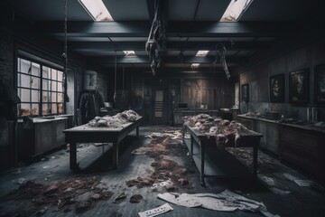 Indoor space for dead bodies. Generative AI - obrazy, fototapety, plakaty