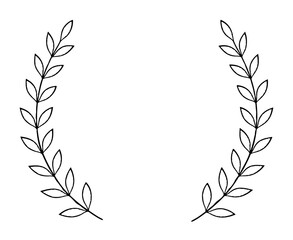 Abstract laurel wreath frame with leafy branches