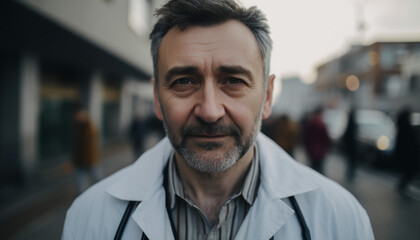 Obraz premium Male Doctor with Stethoscope: Providing medicine and Healthcare Services