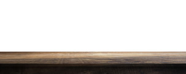 empty wooden table for various uses with transparent PNG background - easy modification