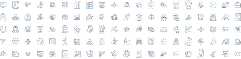 Business exploration line icons collection. Innovation, Strategy, Growth, Investment, Development, Opportunity, Market vector and linear illustration. Expansion,Nerking,Collaboration Generative AI