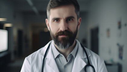 Obraz premium Male Doctor with Stethoscope: Providing medicine and Healthcare Services