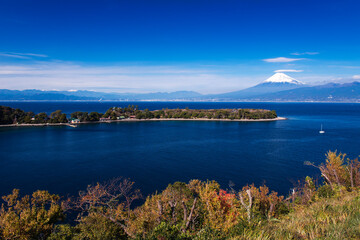 Fototapeta na wymiar 大瀬崎と駿河湾と富士山