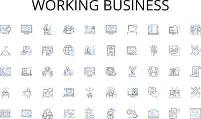 Working business line icons collection. Optimization, Streamlining, Productivity, Organization, Coordination, Time-saving, Automation vector and linear illustration. Generative AI