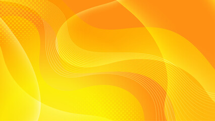 Bright sunny yellow wave abstract background. Modern lemon orange color. Fresh business banner for sales, event, holiday, party, halloween, birthday, falling. Fast moving 3d lines with soft shadow