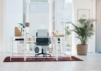 A space to keep you inspired. Shot of a workspace in an empty office.