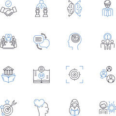 Fototapeta premium Coactive learning line icons collection. Collaboration, Learning, Partnership, Interaction, Support, Coaching, Communication vector and linear illustration. Generative AI