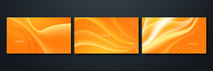 Minimal geometric background. Orange elements with fluid gradient. Dynamic shapes composition.