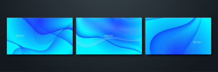 Minimal geometric background. Blue elements with fluid gradient. Dynamic shapes composition.