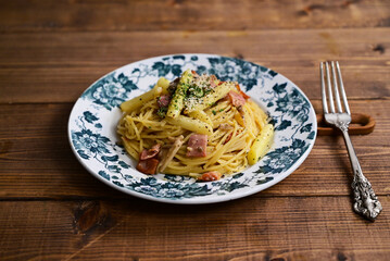 ホワイトアスパラのパスタ