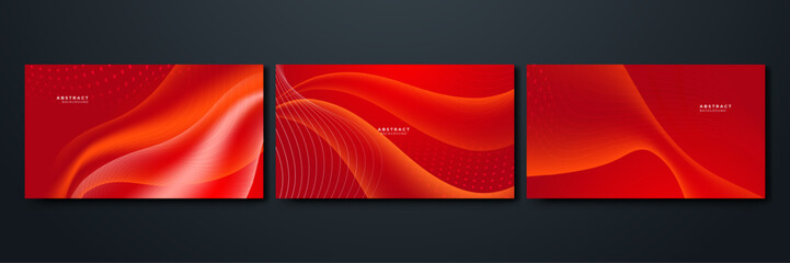 Minimal geometric background. Red elements with fluid gradient. Dynamic shapes composition.