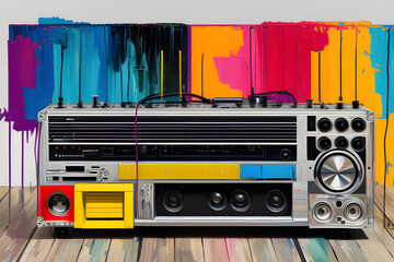 ai-generated illustration of a painting of a ghetto blaster