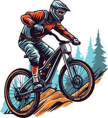 illustration man riding a bike for t shirt design