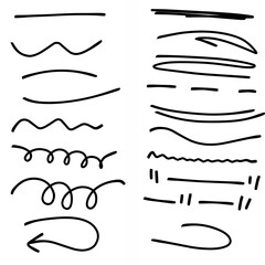 hand drawn doodle line art collection of doodle vector illustration elements