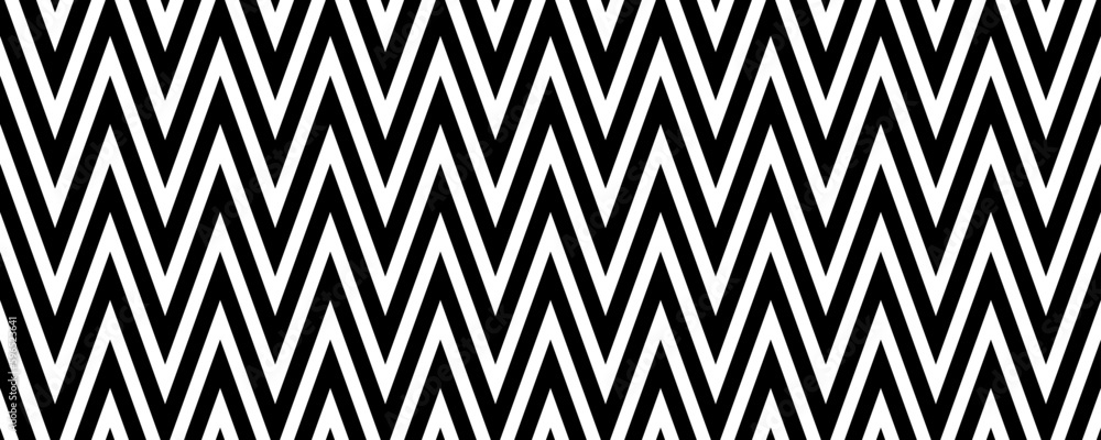 Poster Chevron seamless pattern. Herringbone background. Repeating zig zag texture with diagonal lines. Black and white vector illustration