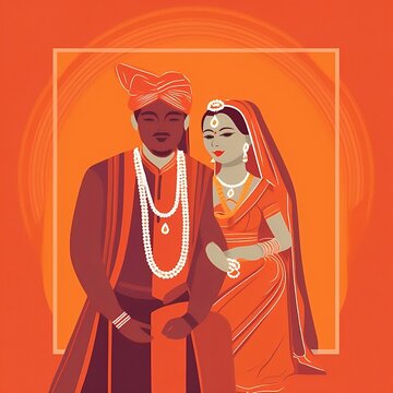 Hindu Wedding Couple Vivaha Peli Lagna