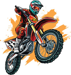 man ride motocross for t shirt design - obrazy, fototapety, plakaty