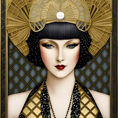 ai-generated illustration of a flapper woman from the 1920s