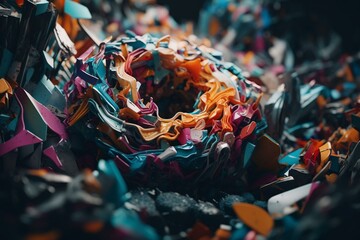 Colorful recycled abstract shapes. Generative AI