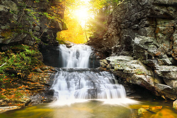 Maine New England Water Fall in Autumn - Grafton Notch State Park