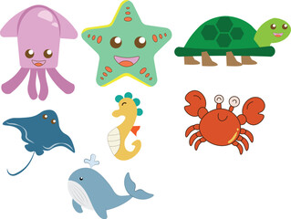 Fototapeta premium cute sea animals set