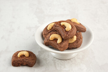 Choco Cashew Cookies, chocolate cookies with cashew nut, popular during Eid Al Fitr in Indonesia
