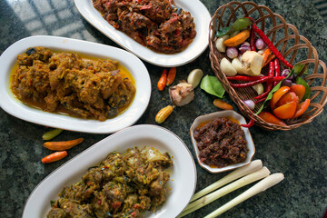 spices and herbs on white background