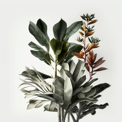 Minimal empty white plants and flowers, green tree in sunlight, luxury organic cosmetic, skincare, beauty treatment product background 3D