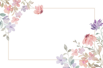 Watercolor peach purple wildflower frame
