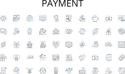 Payment line icons collection. Revenue, Income, Returns, Earnings, Gain, Profitability, Lucrative vector and linear illustration. Wealth,Net,Margin outline signs set Generative AI