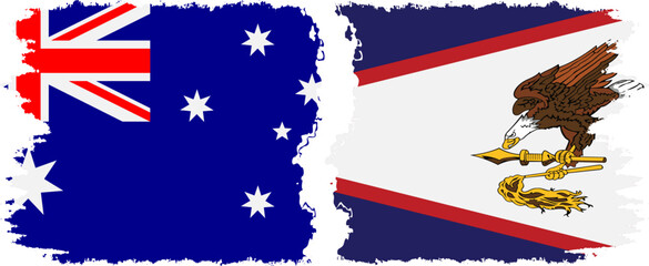 American Samoa and Australia grunge flags connection vector