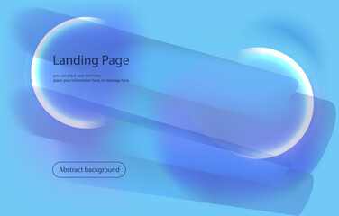 Abstract landing page blue vector illustration background with light