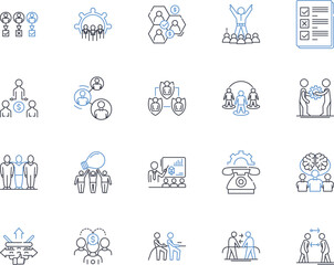 Administrative staff line icons collection. Receptionist, Secretary, Assistant, Coordinator, Clerk, Organizer, Support vector and linear illustration. Officer,Manager,Executive outline Generative AI - obrazy, fototapety, plakaty
