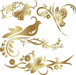 floral background with birds