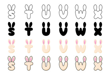 Bunny alphabet in cartoon style