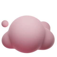 Render soft round cartoon fluffy cloud 3D. Pink Cloud 3D