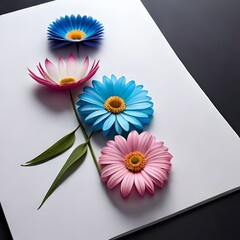 flowers on white paper isolated background created with ai technology