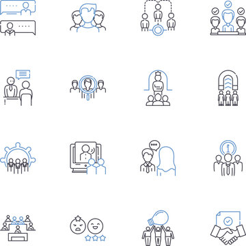 Contract Debate line icons collection. Agreement, Controversy, Legal, Obligation, Negotiation, Enforcement, Ambiguity vector and linear illustration. Conflict,Stipulation,Compromise Generative AI