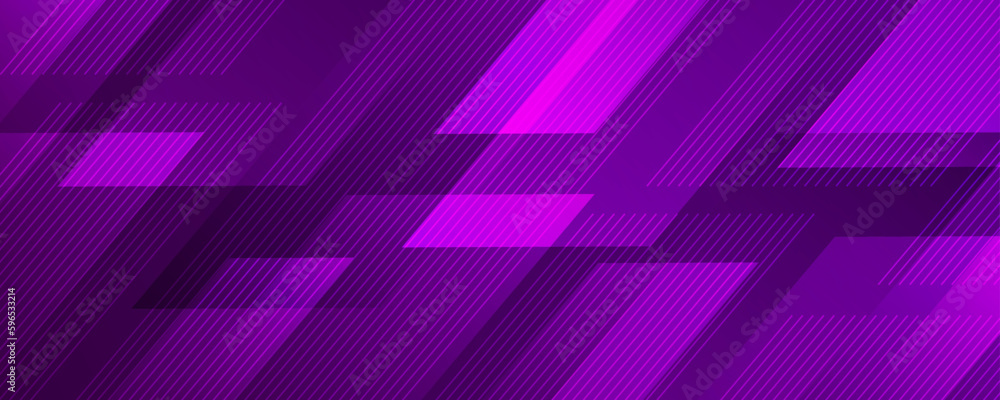 Poster 3d purple geometric abstract background overlap layer on dark space with diagonal lines decoration. 