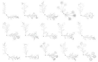 Floral hand drawn border. Wedding card design element.