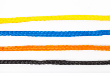 colorful nylon rope on white background