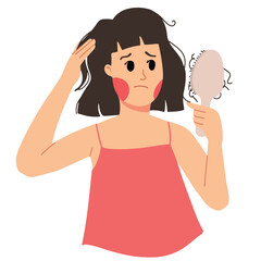 woman loose her hair illustration