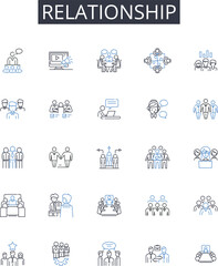 Relationship line icons collection. Friendship, Kinship, Partnership, Collaboration, Connection, Association, Alliance vector and linear illustration. Bonding,Camaraderie,Fellowship Generative AI